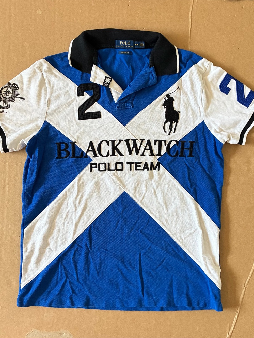 Vtg Polo Ralph Lauren Black Watch Polo Team Big Pony Embroidered Blue #2 Medium
